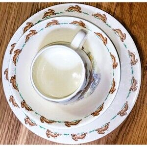 Royal Doulton Bunnykins Child 3pc Setting Fine Bone China England - Vtg